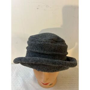 Scala Collezione Gray ribbed bucket hat 100 wool